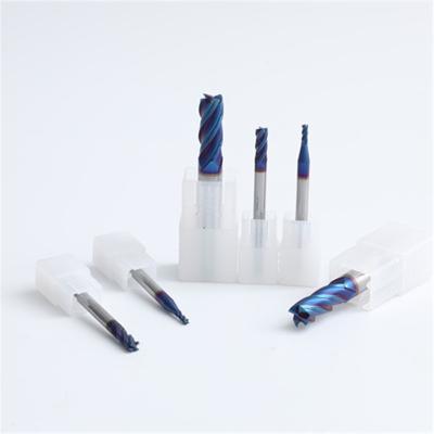 China CNC Process MTS Solid Carbide Endmills 65HRC 4Flutes Standard Size Nona Blue Coating for sale