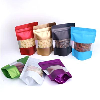 China Wholesale High Grade Resealable Aluminum Foil Moisture Proof Stand Up Zipper Pouch With Clear Window For Food Packet for sale