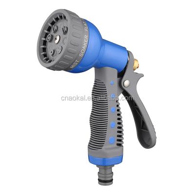 China Heavy Duty Garden Gun 8 Pattern Metal Water Spray Gun Hose Nozzle Spray Nozzle Hand Sprayer for sale