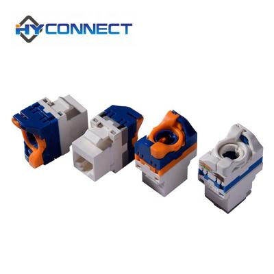 China PC 180 degree UTP cat6 high end trapezoidal jack rj45 toolless for sale