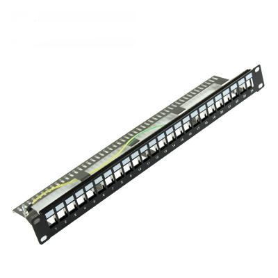 China Network Cabling System Rack Mount 1U UTP FTP Patch Panel 24 Ports For Keystone Cat6 Jack for sale