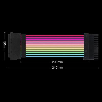 China COMPUTER ATX 24 Pin Male to Female PSU Cable 18AWG 300mm Rainbow Color Glowing adapter power supply extension cable for sale