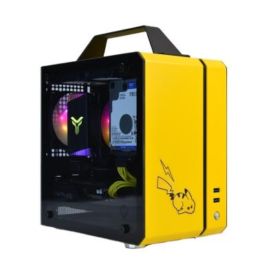 China Small Cube C24- Portable Desktop Computer Sugar Side Penetration Custom ITX Mini Desktop Case for sale