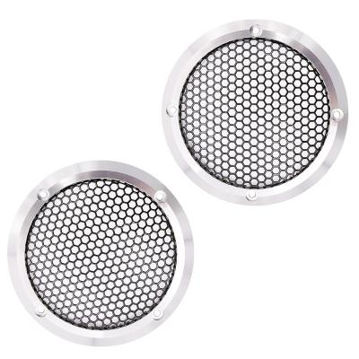 China Car/2PCS Home Audio Guard 3.5 Inch Car Speaker Grill Cover Protector with Black Metal Mesh Silver Circle and 8 Screws Included for sale