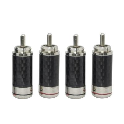 China audio & 4PCS RCA Video Male Connect Plugs Copper Nickel Plating To Carbon Fiber Shell for sale