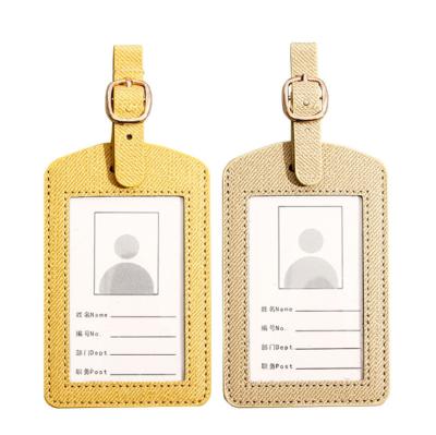 China Wholesale custom pu latest fasion logo leather high quality id name tag card holder fashion removable luggage tags for sale