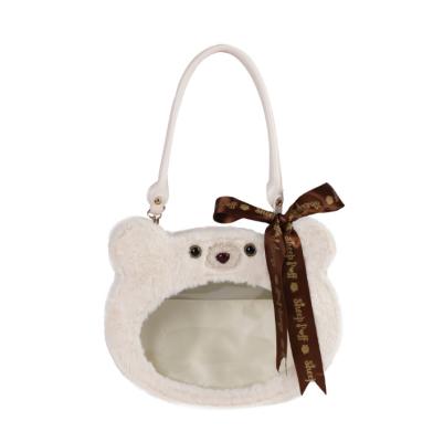 China Hot Selling Plush+PVC Plush AIE Bag Custom Made Lovely Plush Bear AIE Bag Shape With Clear PVC Window for sale