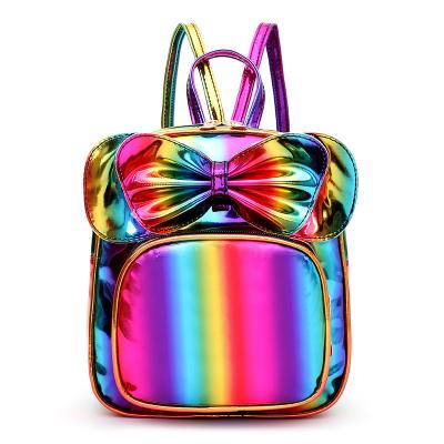 China Girls Leather Mini Cute Backpacks Custom Hologram PU Rainbow Color Waterproof For Women for sale