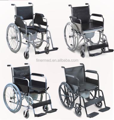 China Manual Fold Transport Commode Medical Wheelchair With Bedpan Commode Wheelchair for sale