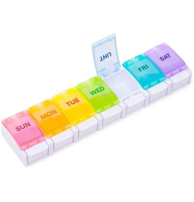 China Weekly Daily 7 Day Medicine Push Button Pill Organizer Easy Open Pill Organizer for sale