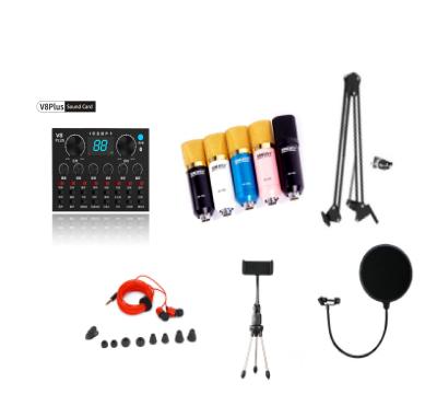 China Hot Selling Popular Suit Hot Sale Sound Card V8Plus Studio Recording Microphone For Live Streaming for sale