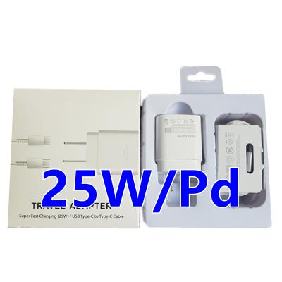 China PD Fast Charger Charger with 25W PD Cable Type C to C and Type C to C Cable 2 in 1 Travel Adapter for Samsung note10 s20 s30 lite super fast charging adaptive for sale