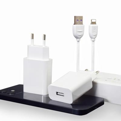 China For high quality iphone 2 /samsung/oraimo Eu charger in 1 Eu charger for samsung oraimo mobile phone charger with cable set for sale