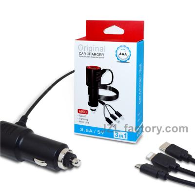 China Convenient original car charger with cable for mobile phone for sale