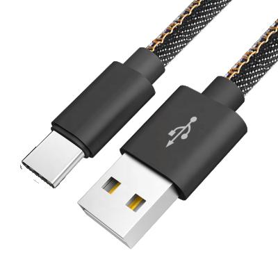 China MP3/MP4 Player Factory Price Cowboy Denim Jean Braided Quick Charging Usb Type C Cable For Mobile Phone for sale