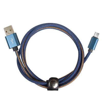 China 2021 Hot Sales 3FT Black Denim Computer USB Phone Charging Cable For Iphone for sale