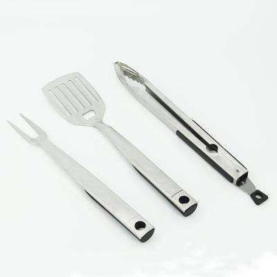 China Extra deep easily cleaned. Solid Stainless Steel BBQ 3pcs Tool Kit With Soft Rubber Handle for sale