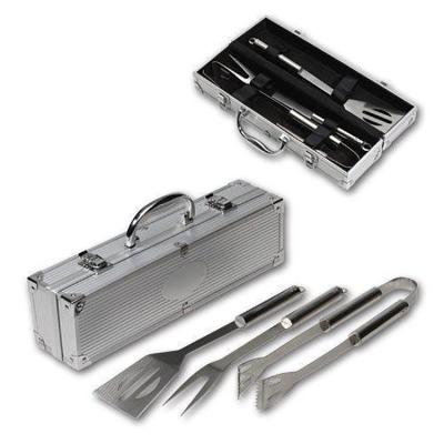 China Cash Products Classics Easily Cleaned Gift Set Stainless Steel Aluminum Bbbq 3pcs Tool Kit For Outdoor Grilling Use for sale