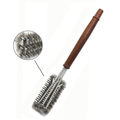 China Amazon Selling Hot Easily Cleaned Stainless Steel Bristle BBQ Grill Cleaning Brush For Charcoal Gas Grill Grills for sale