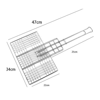 China Easily Cleaned Wire Burger Grill Basket With Extendable Handle Chrome Steel BBQ Basket for sale