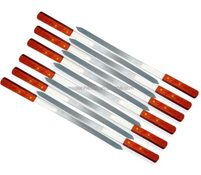 China Large Easily Cleaned Stainless Steel 23-Inch Premium Brazilian BBQ Style BBQ Spits (6 Packs, 1 Inch Wide Skewers) for sale