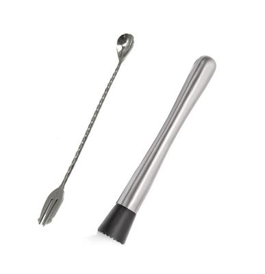 China Viable Stainless Steel Cocktail Messy Person and Mixing Spoon, Home Bar Tool Kit for Mojitos and Other Fruit Drinks for sale