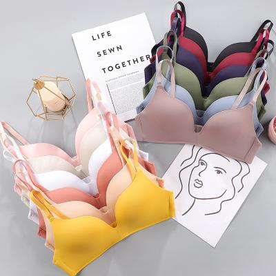 China QUICK DRY fashion girl simple solid color radio push up bra breathable comfort women seamless bra for sale