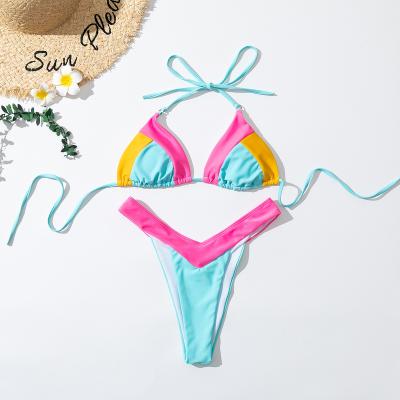 China New Style Breathable Bikini Swimwear Fashionable Sexy Comfortable Stitching Geometric Split Swimwear for sale