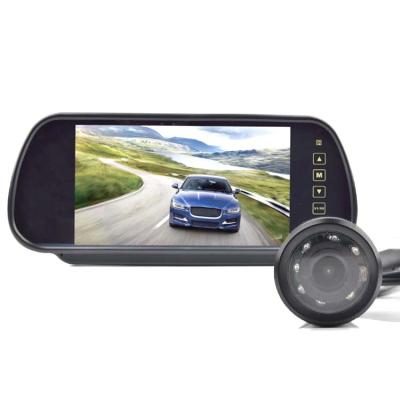 China Waterproof 2 way video input 7 inch TFT LCD car rearview mirror monitor with 18.5mm rearview camera IR light night vision for sale