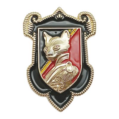 China Shield Soft Cartoon Europe Men's Suit Brooch Pin Metal Enamel Lapel Pin Animal Badge for sale