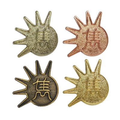 China Europe Making Metal Custom Sandblasting Gold / Silver Copper Plating / Sun Lapel Pin Collar Pin for sale