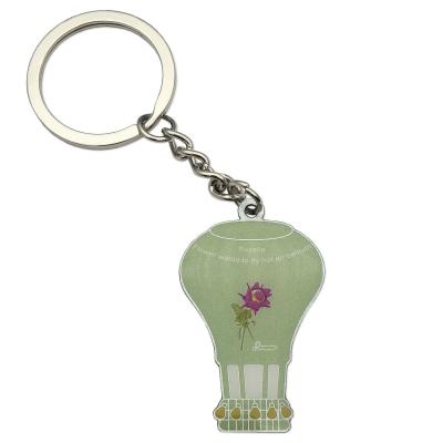 China Europe Custom Creative Metal Air Balloon Flower Key Holder Hot Key Holder Laser Chain Pendant Logo for sale