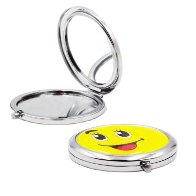 China Personalized Custom Mini Magnifying Folded Cosmetic Compact Metal Pocket Mirror for sale