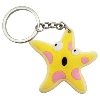 China Europe Professional Custom Made Starfish Keychain PVC 3D Funny Marine Animal Rubber Key Holder for sale