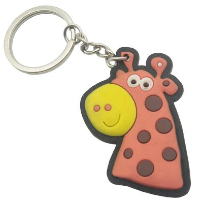 China Custom Rubber Keychain 3D Cartoon Animal PVC Giraffe Key Chain Key Holder From Europe for sale