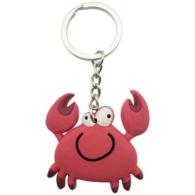 China Custom Europe Animal Head Rubber Crab Keychain Holder 3D Cartoon PVC Key Chain for sale