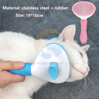 China Sustainable Cat Brush Pet Self Cleaning Pet Cleaning and Grooming Product Comb Slicker Brush for sale