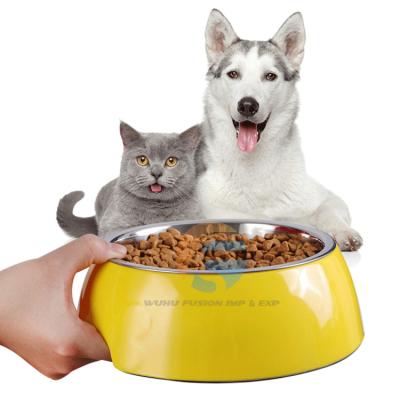 China Wholesale Manufacturer Viable Pet Bowl Double Cat Dog Luxury Pet Food Non-Slip Multicolor Stainless Steel Bowl for sale