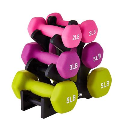 China Wholesale Rubber Covered Colorful Weightlifting Gym Dumbbell Custom Neoprene Dumbbell Set for sale