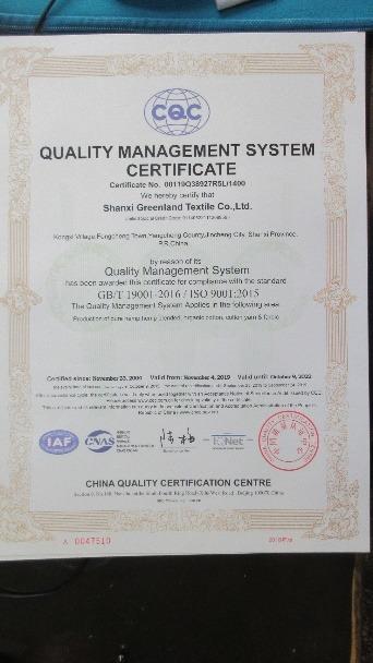 ISO9001 - Shanxi Greenland Textile Co., Ltd.