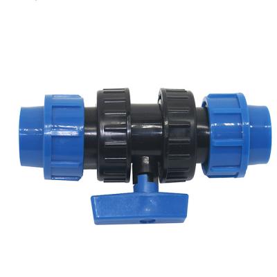 China hot sale durable hdpe pp compression fitting double union valve for irrigation system for sale