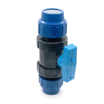 중국 Plastic Pp Double Union Ball Valves Ball Valve TOMEX V012 General Hydraulic 20-110mm 판매용