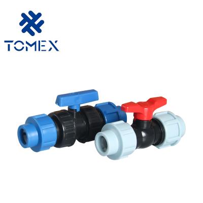 China 2020 hot sale PP compression single union ball valves for irrigation for sale