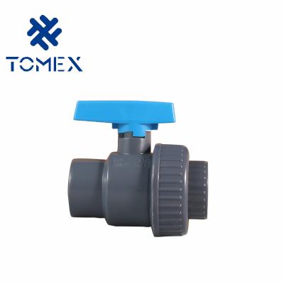 China High quality ASTM/DIN/BS male/female two pieces single union PVC thread/sochet ball valve with ABS handle at cheap price for sale