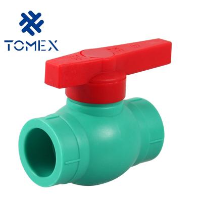 China Red Handle Plastic ppr Ball Valves with plastic core Socket Din 20mm-110mm for sale