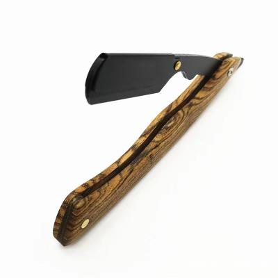 China Single Blade Factory Supply Manual Folding Wood Straight Knife Barber Edge Razor Folding Shaving Knife for sale