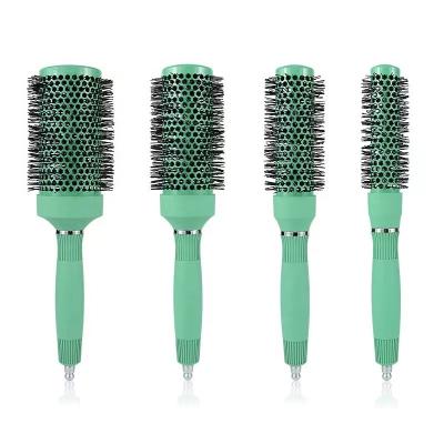 China New Type Boars Cushion Professional Ceramic Round Bristle Hair Brush Ceramic Iron Round Hair Straighten Brush For Hair Styling for sale