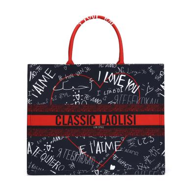 China Waterproof Canvas Handbag Daily Shoulder Tote Shopping Handbag for sale