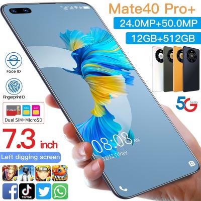 China Dual SIM Card Hot Selling Mate 40 Pro+ 12GB+512GB 7.3 Inch Full Display Android 10.0 Cells Smart Phone for sale