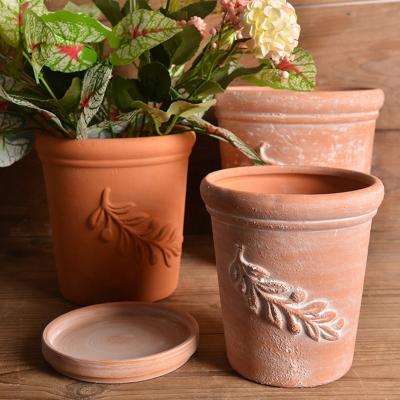 China CLASSIC CLASSIC Planter Terracotta Pattern Garden Decorative Ceramic Flower Pot Plant Pot for sale